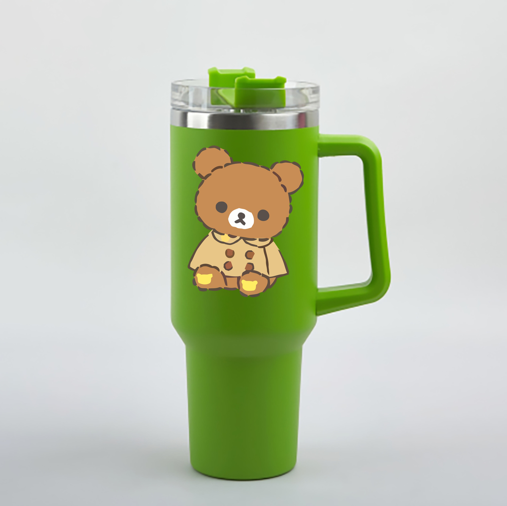 （画像用） リラックマ リラックマ キイロイトリ Rilakkuma Korilakkuma Kiiroitori 1200mL車用タンブラー - クリスタルステッカー（プラスチックストロー付き）